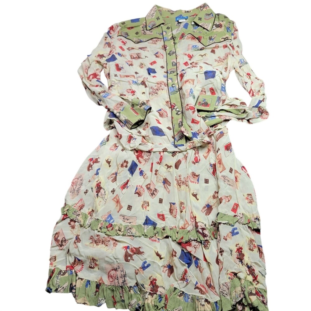 Isabella Womens Western-Style Pin-Up Print Button-Up Shirt Dress X-Large 100%...